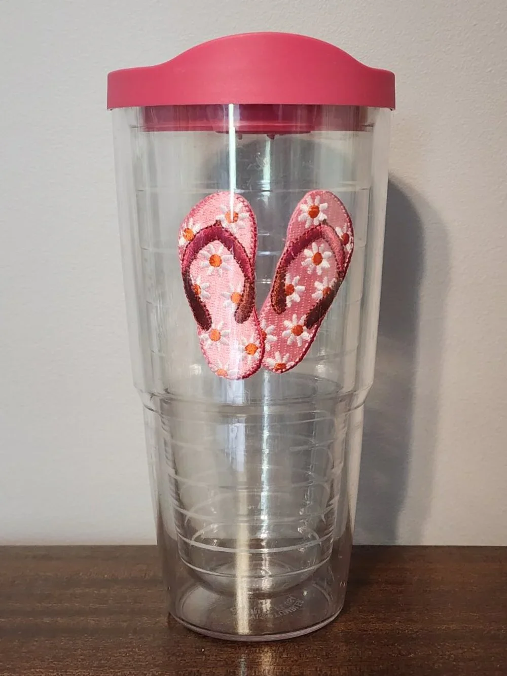 Tervis Colorful Floral Pink Patchwork Flip Flop Tumbler 24oz - Used